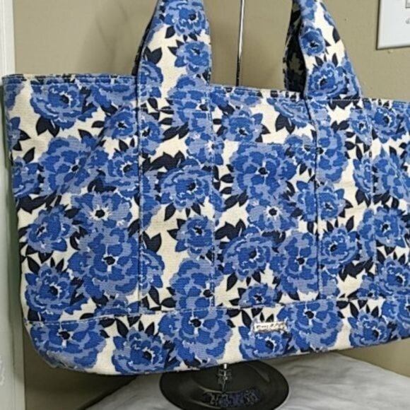 Large Tommy Hilfiger Natalie Painted Floral Weekender Tote Shoulder Bag Canvas - Picture 6 of 10